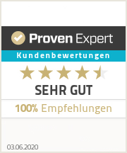 Proven Expert Berwertungen mit 5-Sterne (Sehr Gut) Proven Expert